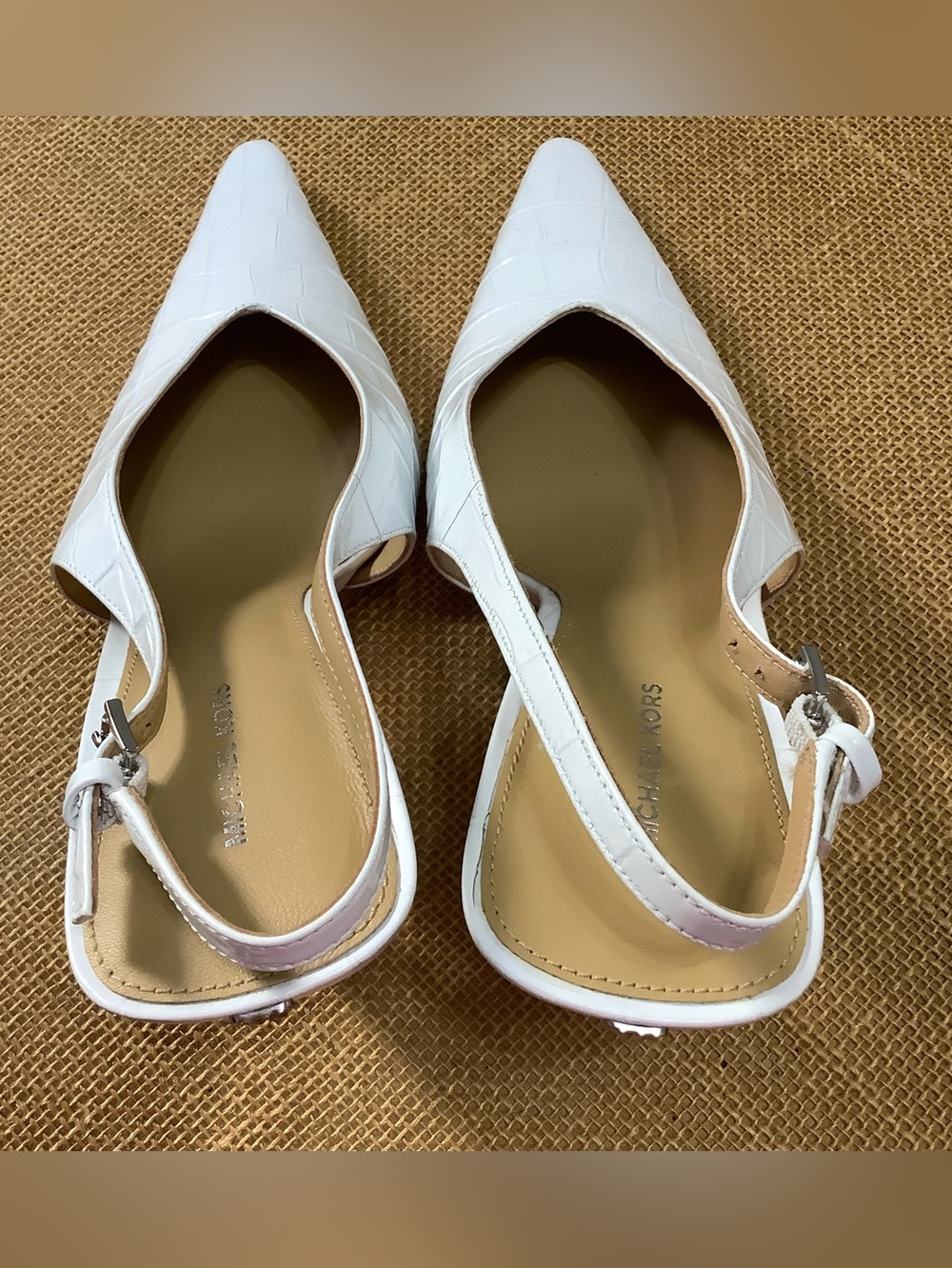 Michael Kors Electra Sling Pump Leather Optic White Size 8M - Picture 13 of 14
